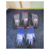 5 pair-- RUBBERIZED WORK GLOVES