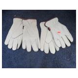 2 pair-- NEW LEATHER WORK GLOVES -- L