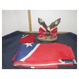 STARS & BARS BANDANA, FLAG & EAGLE STATUE