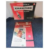 1958 CHAMPION PLUGS SIZE CHART & 1969 AUTO NEWS