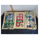 3 BXS-- GLASS CHRISTMAS ORNAMENTS