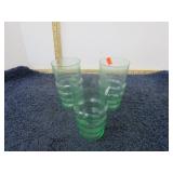 3-- GREEN URANIUM GLASS CUPS -- GLOWS UNDER UV