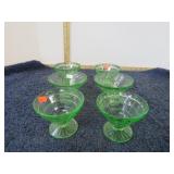 GREEN URANIUM GLASS DESSERT BOWLS - GLOWS UNDER UV