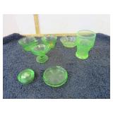 GREEN URANIUM GLASS GROUP LOT -- GLOWS UNDER UV