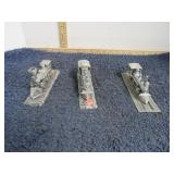 3-- PEWTER TRAIN ENGINES