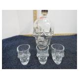 CRYSTAL HEAD VODKA BOTTLE & 3 GLASSES