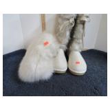 "FUR" BOOTS -- 9 & PURSE