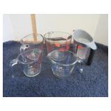 PYREX, FIREKING, ETC MEASURING CUPS
