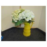 POTTERY PITCHER & ARTIFICIAL FLOWERS