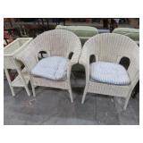 2-- WICKER CHAIRS & PLANT STAND