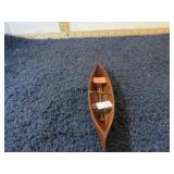 CARVED WOODEN CANOE MARKED GLEBE 1917