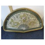 FRAMED 1904 LACE & MOTHER OF PEARL HANDFAN
