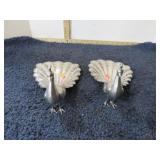 PAIR-- STERLING SILVER PEACOCKS
