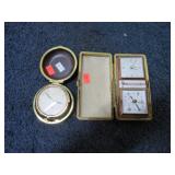 VINTAGE TRAVEL CLOCKS, BAROMETER / THERMOMETER