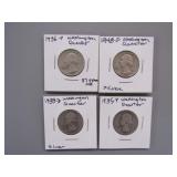1936-P, 1939-D, 1935-P, 1948-D WASHINGTON QUARTERS
