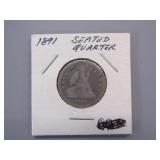 1891 SEATED LIBERTY QUARTER