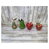 BRASS APPLE & PEAR AND WOODEN APPLE & PEAR S&P