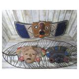 AFRICAN MASKS & METAL TRAY