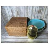 MIXING BOWLS, BASKET BOX & OWL COIN BANK