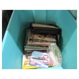 FOLDERS, CRAYONS, SCISSORS, GLUE GUN, ETC