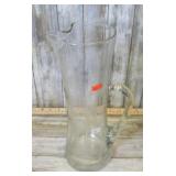 BLOWN CUT GLASS PITCHER