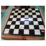 MARBLE CHESS SET -- MISSING A PIECE & SOME DAMAGE