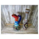 POTTERY VASE & PITCHER