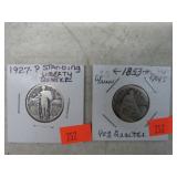 1853 SEATED & 1927-P STANDING LIBERTY QUARTERS
