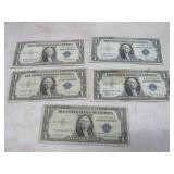 5-- $1 SILVER CERTIFICATES