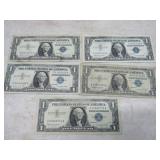 5-- $1 SILVER CERTIFICATES