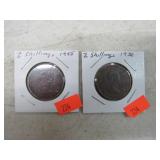 TWO-- 2 SHILLING COINS 1955 & 1956