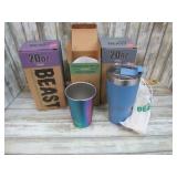 3 SETS -- GREEN STEEL CUPS