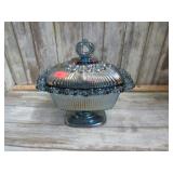 IRIDESCENT SQUARE COMPOTE W/ LID