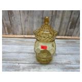 VINTAGE AMBER GLASS JAR