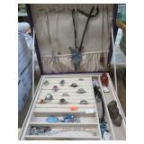 ASSORTED COSTUME JEWELRY & BOX