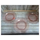 6-- PINK DEPRESSION GLASS BREAD PLATES