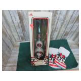GLASS MICKEY & MINNIE MOUSE TREE TOPPER & STOCKINS