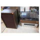 SONY STEREO RECEIVER, RECORD PLAYER & SPEAKERS