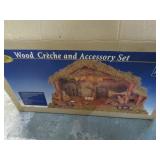WOOD CRECHE SET FOR NATIVITY FIGURES