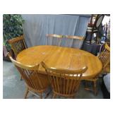 OAK DINING TABLE WLEAF & 6 CHAIRS