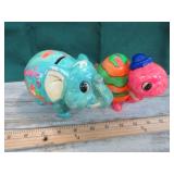 1969 & 1971 CERAMIC TURTLE & ELEPHANT COIN BANKS
