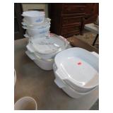 8-- CORNINGWARE CORNFLOWER BAKING DISHES & 5 LIDS