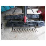 HARD RAKE & 2-- PUSH BROOMS