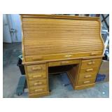 VERY NICE OAK COMPUTER ROLLTOP DESK