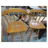 2-- OAK BAR HEIGHT SWIVEL CHAIRS