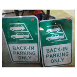 BACK IN PARKING ROAD SIGNS