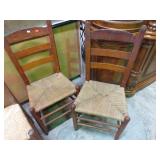 2-- RUSH BOTTOM LADDER BACK CHAIRS