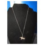STERLING SILVER UNICORN NECKLACE -- 4.6gms