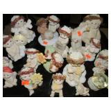 TRAY -- DREAMSICLE CHALKWARE ANGEL FIGURINES