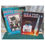 2-- VINTAGE STAMP COLLECTOR ALBUMS W/ SOME STAMPS